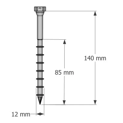 Vis connecteurs acier sur bois, SSH12.0X140 - Réf. 75167