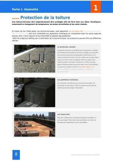 Extrait de la rubrique protection de la toiture