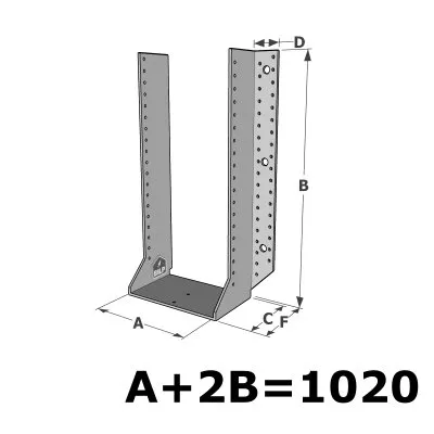 Grands sabots à ailes extérieures, gamme GSE CLASSIQUE (épaisseur 4mm, profondeur 110mm) - Réf. GSE1020/4X-AL