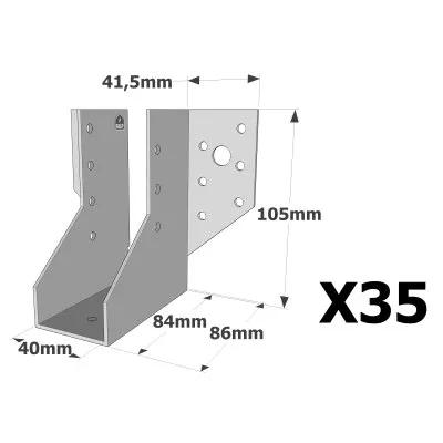 Sabots à ailes extérieures, gamme SAE CLASSIQUE (épaisseur 2mm, profondeur 84mm) - Réf. SAE250/40/2_35