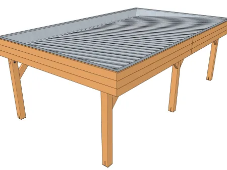 La structure avec toiture à faible pente