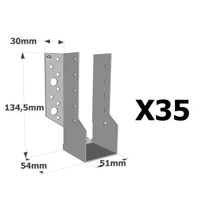 Sabots à ailes extérieures, gamme SBE ECONOMIQUE (épaisseur 1,5mm, profondeur 55mm) - Réf. SBE51/135_35