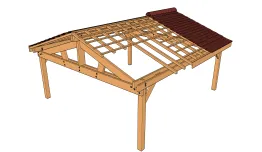 Carport MARTIN avec couverture en tuile plate - vue éclatée