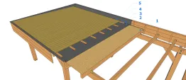 Préau BECKER avec une couverture étanche et une protection d’étanchéité type terrasse-bois