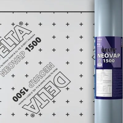 DELTA® -NEOVAP 1500 : Membrane d'étanchéité à l'air auto-adhésive et fortement étanche à la vapeur d'eau - 1.08x60m - CDT : Rouleau de 60m (64.8m²) - Réf. 02207463