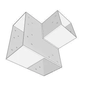 Illustration en perspective du connecteur SUNDIY blanc RAL 9010 - 240mm à 3 directions en L - Gauche