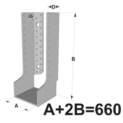 Grands sabots à ailes intérieures, gamme GLI ECONOMIQUE (développé 660mm, épaisseur 4mm, profondeur 90mm) - Réf. GLI660/4X