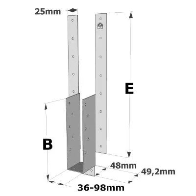 Sabot à bretelle sur mesure, profondeur 48mm - Réf. AG703