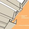 Modélisation 3D : chéneau beige sable sous les lames et mécanisme SUNDIY en aluminium
