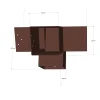Dimensions du connecteur SUNDIY pente 20° Corten RAL 8011 - 120mm à 4 directions - Forme T3