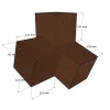 Dimensions du connecteur SUNDIY pente 20° Corten RAL 8011 - 120mm à 3 directions - Forme L4