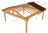 Carport MARTIN avec couverture en tuile plate - vue éclatée