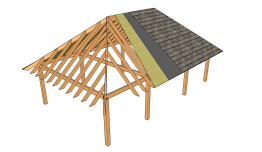 Préau NANTE avec couverture en shingle - vue éclatée