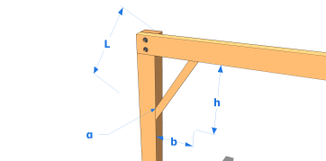 Calculer la longueur externe du bras : cas d’un poteau et panne formant un angle inférieur à 45°