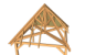 Préau NANTE en pavillon avec toiture en bardeau de bois - à deux fermes